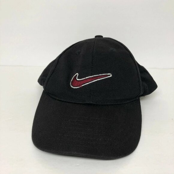 Vintage 90s Nike Kids Hat Cap Snapback Black Embroidered Swoosh One Size - Picture 4 of 9